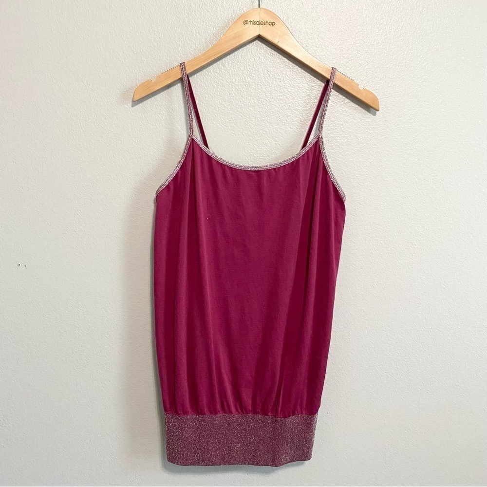 Charlotte Russe Y2k Purple Glitter Lined Lounge Tank Camisole Size M/L